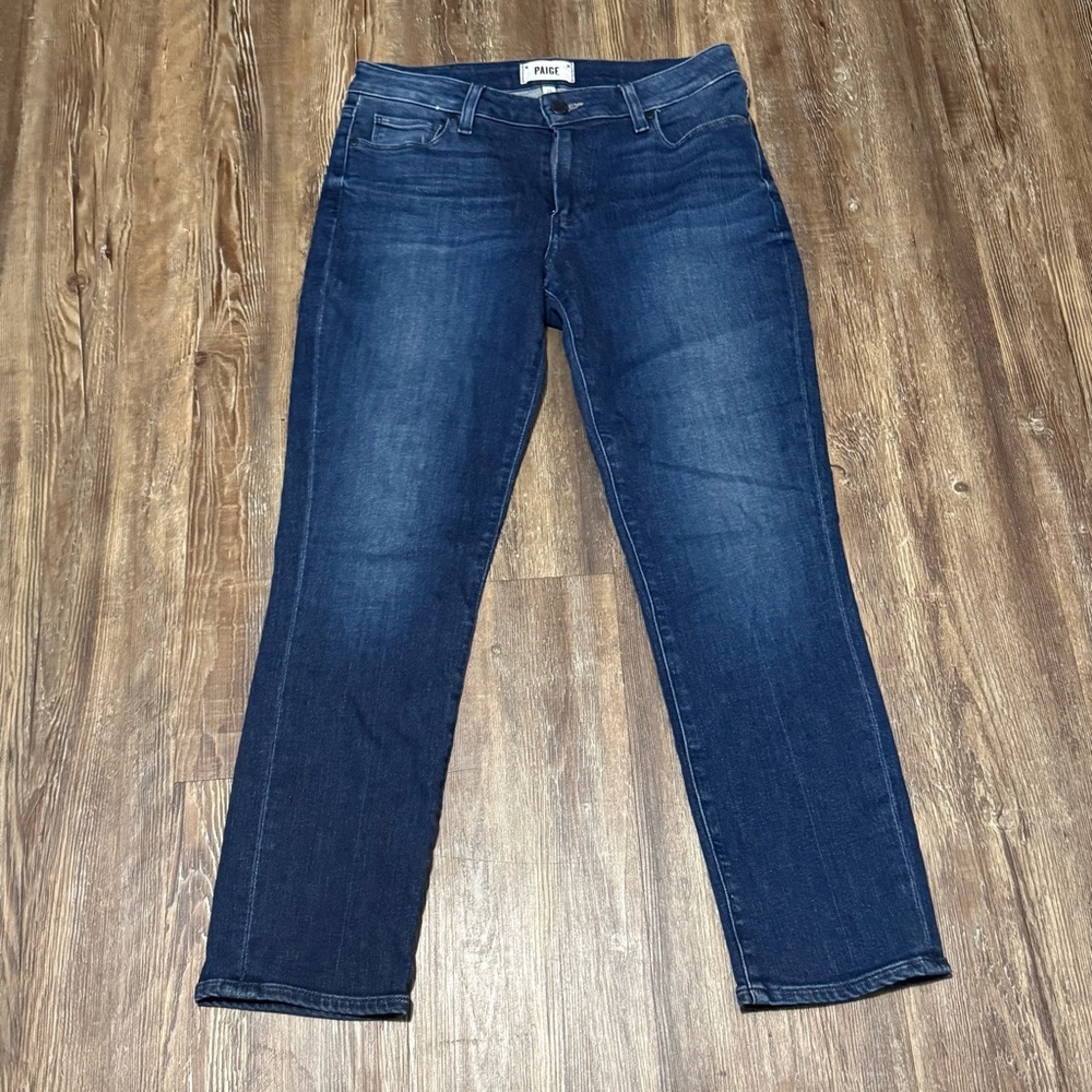 Paige Brigitte Jeans Women's 26 Cropped Mid Rise in Dark Wash Denim